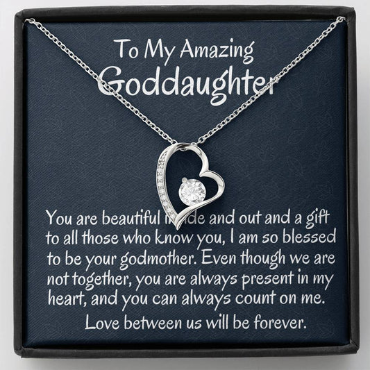To My Goddaughter Gift, Goddaughter Gift from Godmother Forever Love Necklace Gift for Baptism, Confirmation, Graduation Birthday