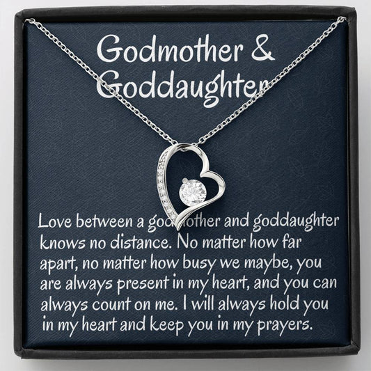 Godmother & Goddaughter Gift Necklace, Forever Love Necklace Gift for Baptism, Confirmation, Graduation Birthday