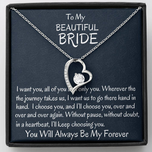 To My Beautiful Bride Forever Love Necklace, Groom To Bride Gift, Wife To Be Gift, My Love Gift