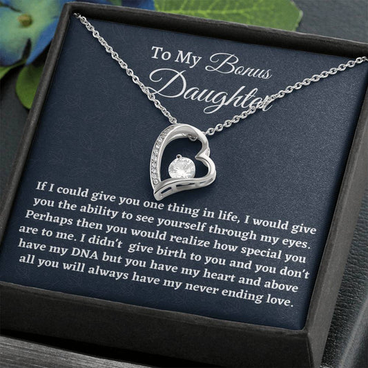 Stepdaughter Gift, Bonus Daughter Gift, Forever Love Necklace, Birthday Gift, From Stepmom Present for Stepdaughter