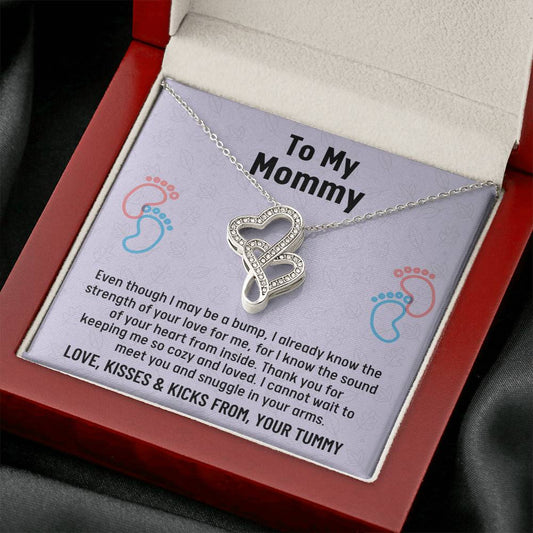 Mom To Be Gift, Double Hearts Necklace Gift For Expecting Mom, Pregnancy Gift, Mama Present From Unborn Baby, Mommy To Be Gift