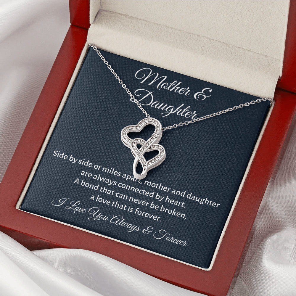 Mother & Daughter Double Hearts Necklace Gift, Mom Birthday or Christmas Present from Daughter, Parent Appreciation Gift