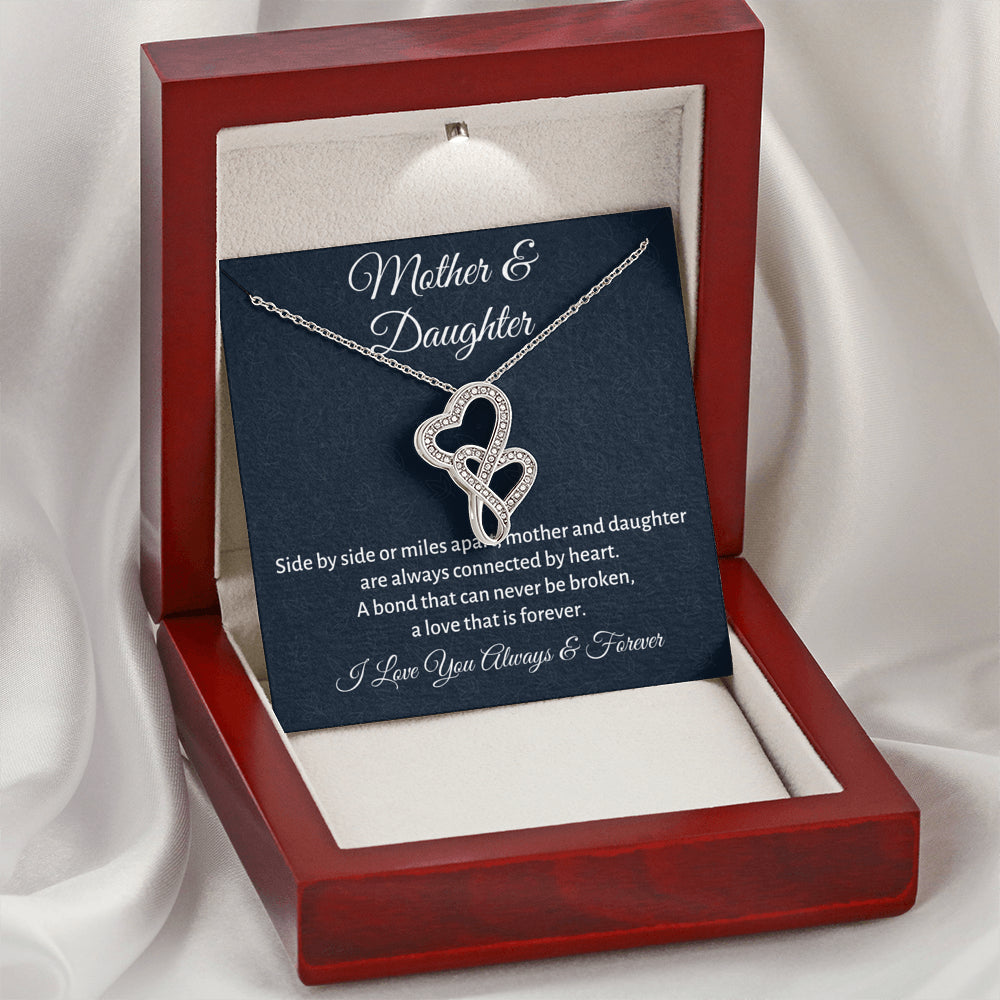 Mother & Daughter Double Hearts Necklace Gift, Mom Birthday or Christmas Present from Daughter, Parent Appreciation Gift