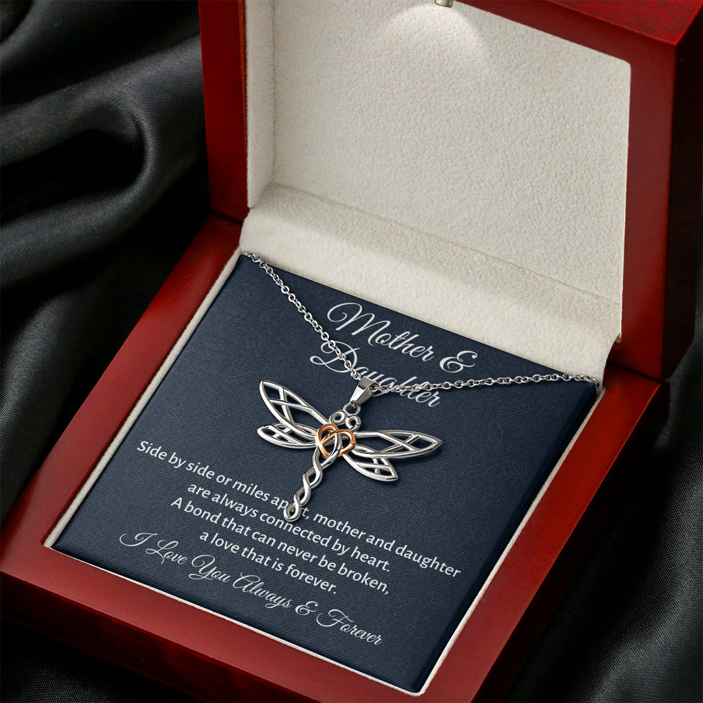 Mother & Daughter Dragonfly Necklace Gift, Mom Birthday or Christmas Present from Daughter, Parent Appreciation Gift