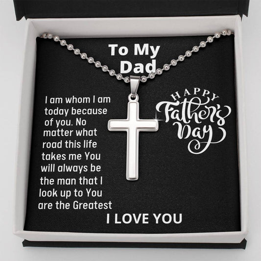 To My Dad Personalized Cross Necklace For Fathers Day Gift