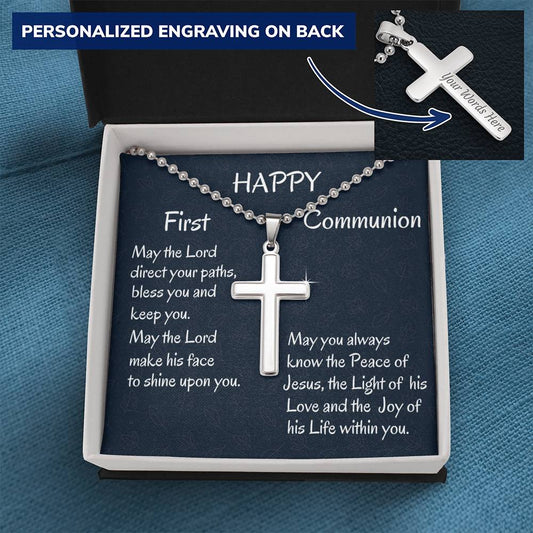 First Communion Personalized Cross Gift, For Son Godson, First Communion Gift, First Holy Communion Gift For Nephew or Grandson, Catholic