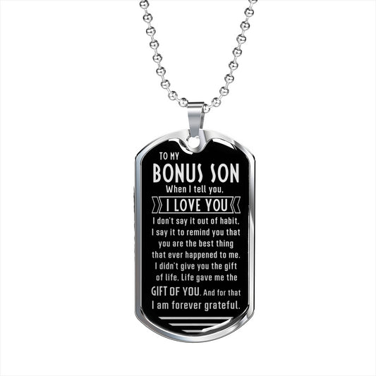 Bonus Son Military Chain Necklace Gift, Stepson Gift, Christmas Gift, Bonus Son Birthday Gift, Gift for Bonus Son from Stepdad or Stepmom