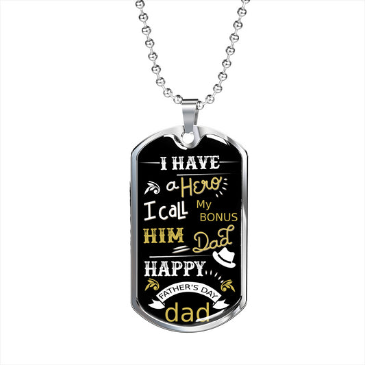 Bonus Dad Dog Tag Necklace Gift, Bonus Dad Gift, Father’s Day Gift, Step Dad Gift Necklace, Daughter To Stepdad, Son To Stepdad