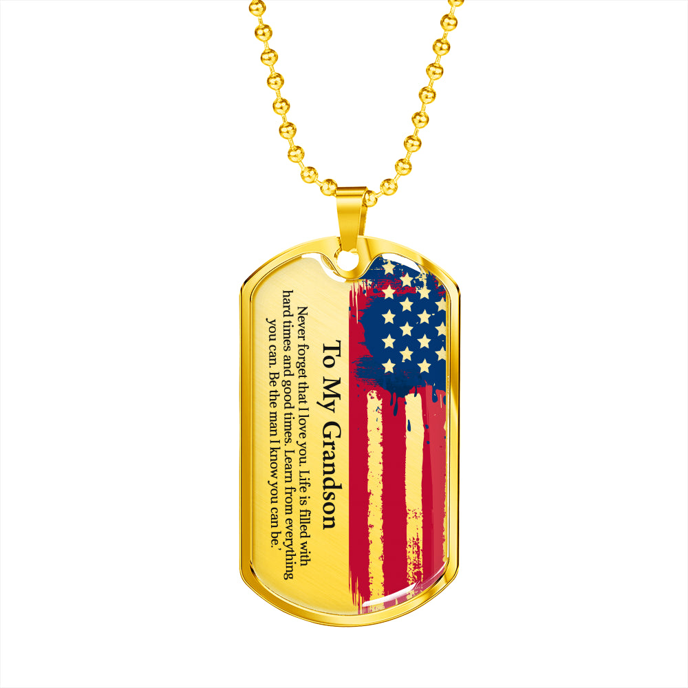 To My Grandson Dogtag Gift Necklace, Birthday Gift For Grandson, Christmas Gift From Grandmother, Gift From Grandpa To Grandson
