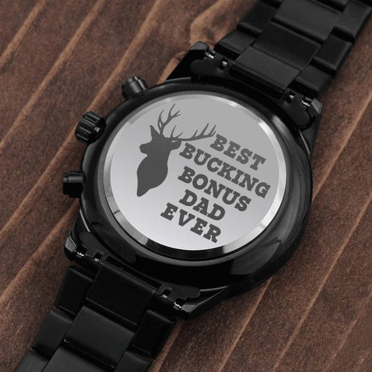 Best Bucking Bonus Dad Men's Watch Gift For Stepdad Father’s Day Gift, Hunting Step Dad Gift