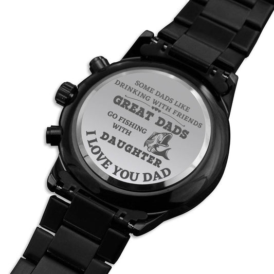 Fisherman Dad Men’s Watch Gift For Father’s Day, Birthday Gift For Fishing Loving Dad From Daughter