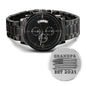 Grandpa EST 2021 Men’s Watch Gift, Grandfather To Be Gift, New Grandpa Gift, First Baby Promoted To Grandad