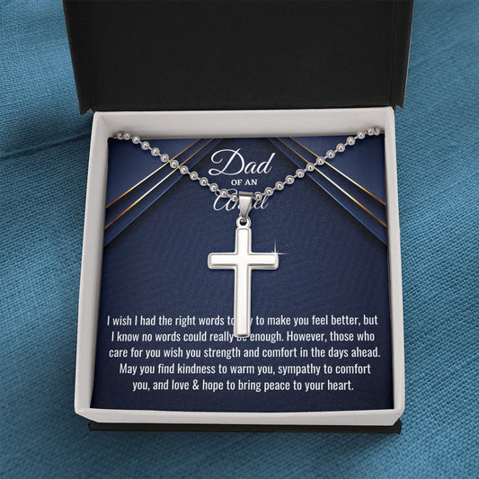 Miscarriage Gift, Dad of an Angel, Men's Cross Necklace, Sorry for Your Loss, Angel Baby, Bereavement Gift, Miscarriage Keepsake