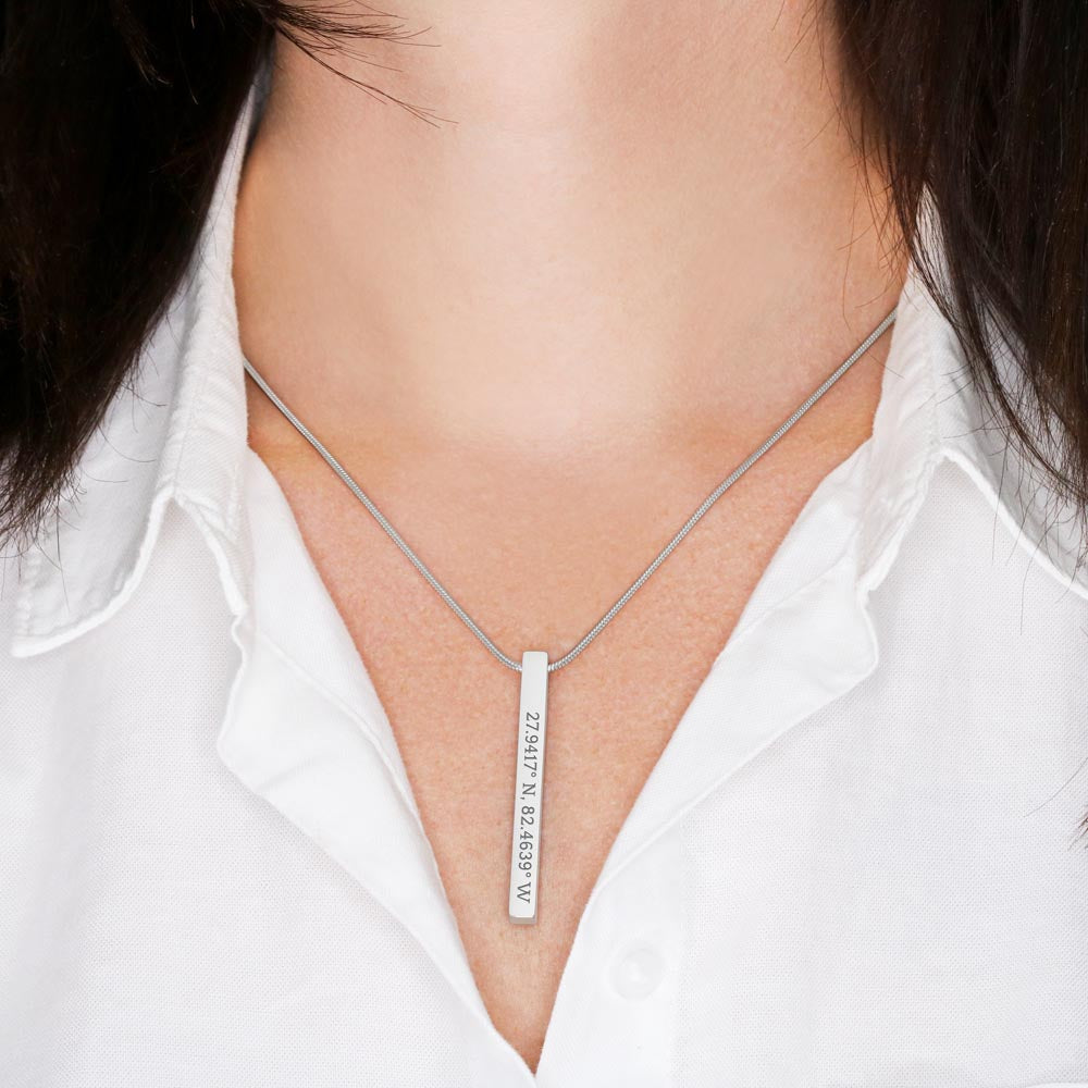 To My Wife Coordinates Vertical Stick Necklace Gift, Personalized Wife Gift On Our First Christmas Together Gift From Husband, Gift For Her