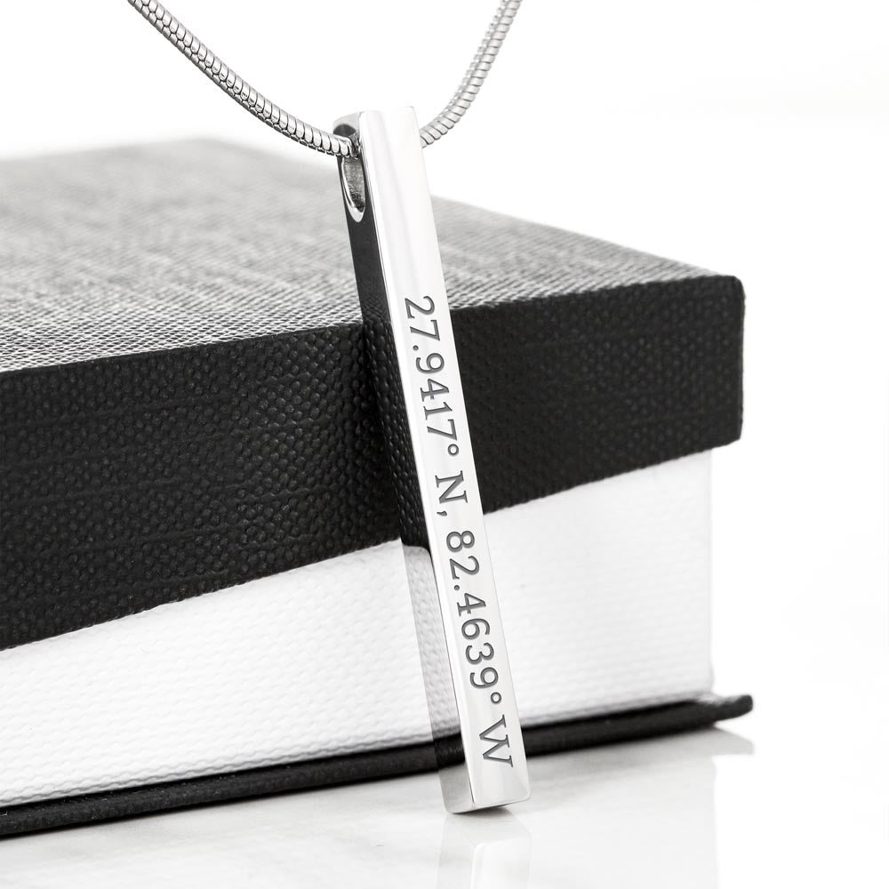 To My Wife Coordinates Vertical Stick Necklace Gift, Personalized Wife Gift On Our First Christmas Together Gift From Husband, Gift For Her