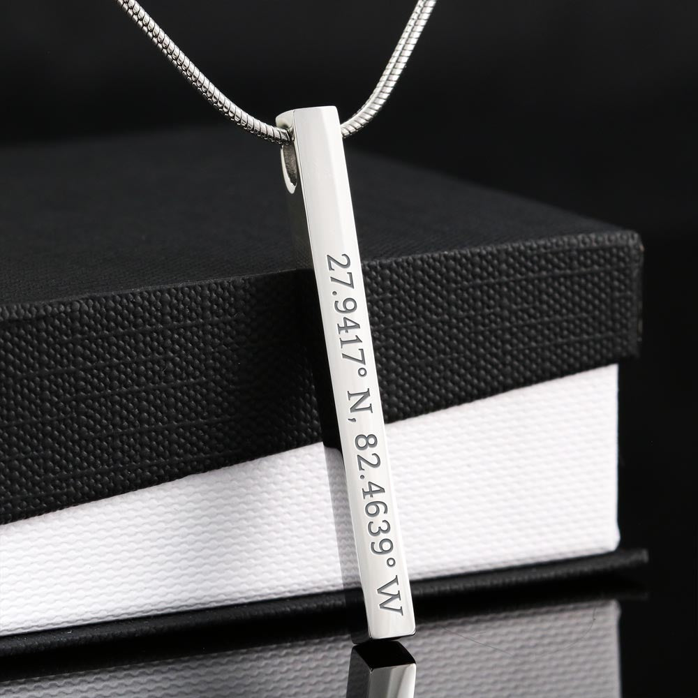 To My Wife Coordinates Vertical Stick Necklace Gift, Personalized Wife Gift On Our First Christmas Together Gift From Husband, Gift For Her