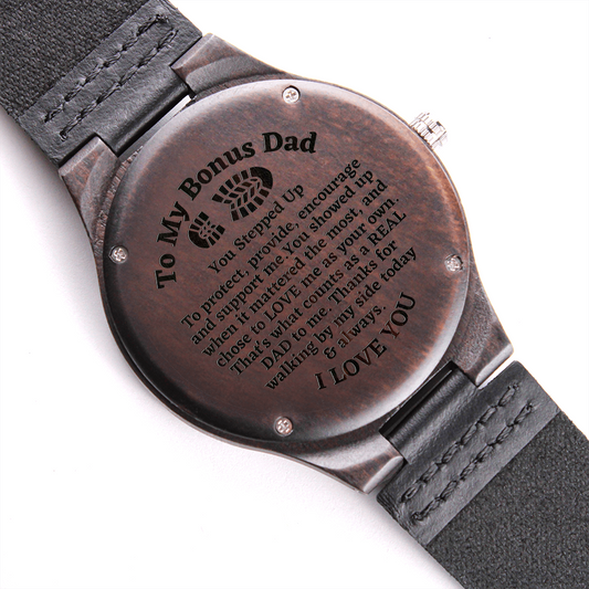Gift For Stepdad on Your Wedding Day, Bonus Dad Wedding Gift Men's Engraved  Wooden Watch, Walking down the Aisle Gift From Bonus Daughter