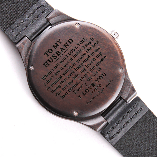 To My Husband Engraved Wooden Watch, Soulmate Birthday or Anniversary Gift, Christmas Gift From Wife to Husband, Gift For Him