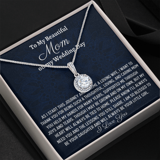 Mom Wedding Gift From Bride, Eternal Love Necklace, Gift From Daughter To Mother On Wedding Day, Thank You Mom Gift, Bride To Mom Gift