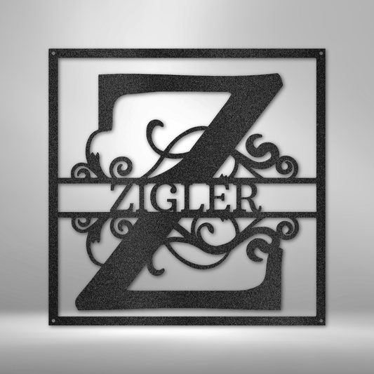 Square Custom Family Name Metal Signs, Split Letter Square Monogram, Metal Wall Art, Housewarming Gift, Wall Décor, Personalized Anniversary Gift, Wedding Gift