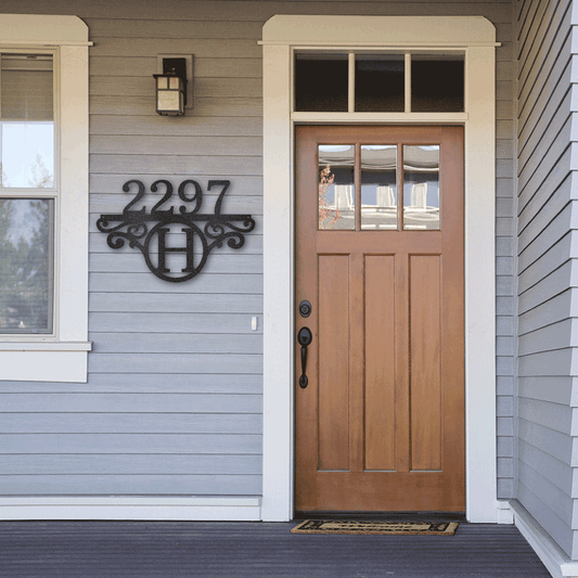 Initial Address Monogram, Metal House Number Signs, Address Metal Wall Art, Housewarming Gift, Outdoor Wall Décor, House Number Plaque, Wedding Gift