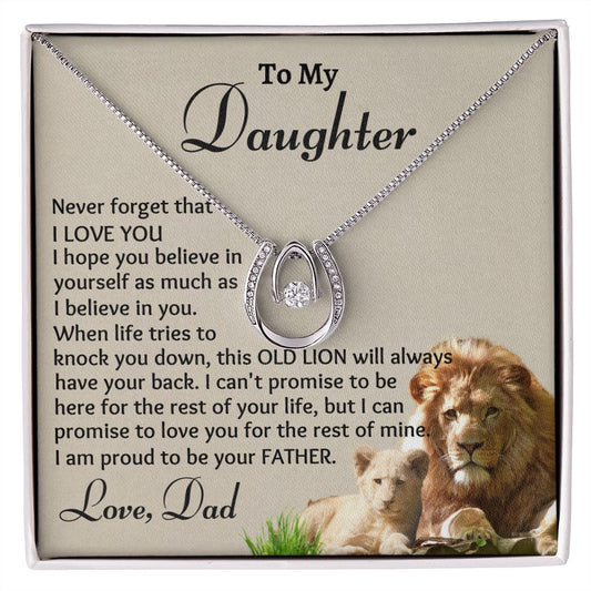To My Daughter, Lucky In Love Necklace, Birthday  Gift, Christmas Gift For Lovely Daughter, Dad To Daughter Gift, Appreciation Jewelry.