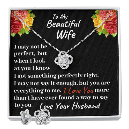 Beautiful Wife Love Knot Necklace and Earrings
