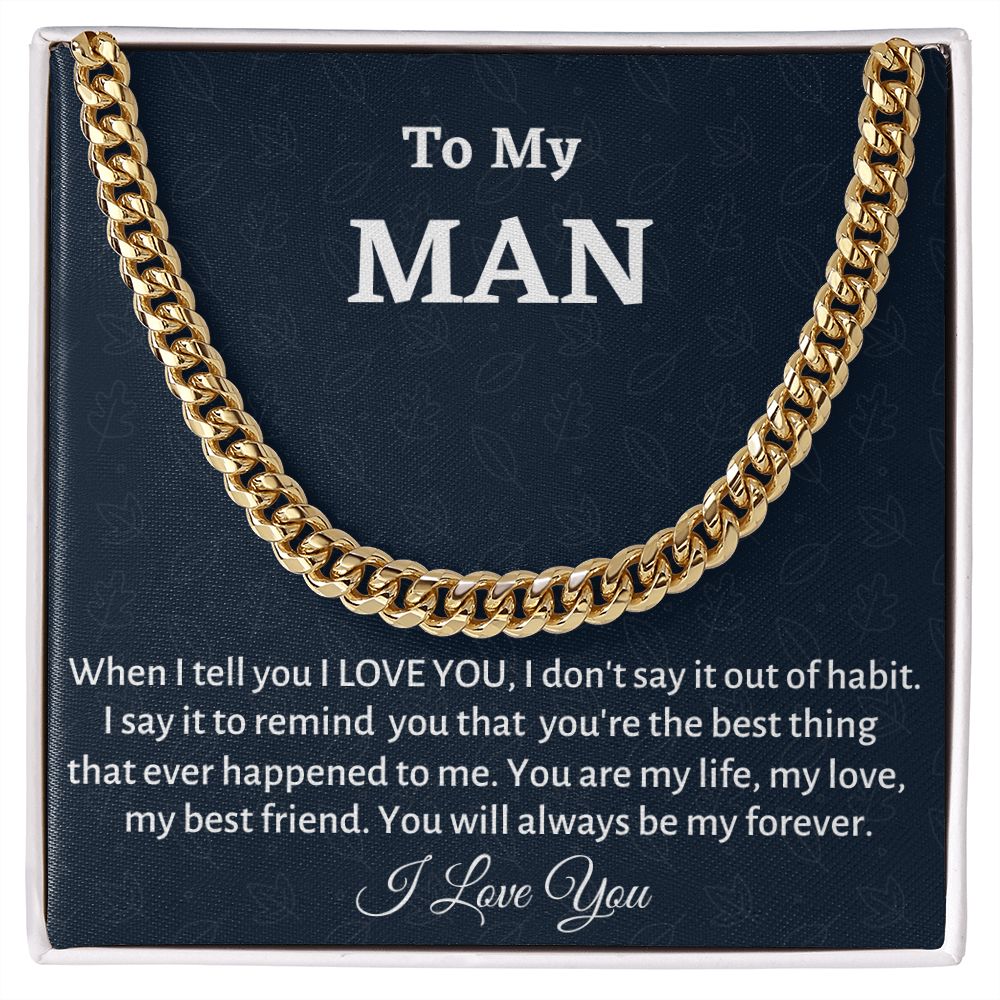 To My Man Cuban Link Chain, Birthday or Anniversary Gift for Him, Christmas Gift, Gift For Him