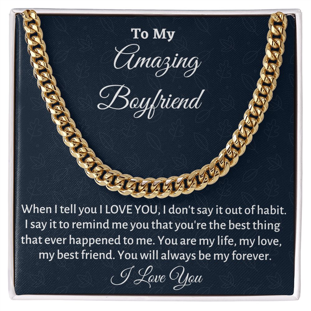 To My Boyfriend Cuban Link Chain Gift, Birthday or Anniversary Gift, Christmas Gift From Girlfriend, Gift For Him
