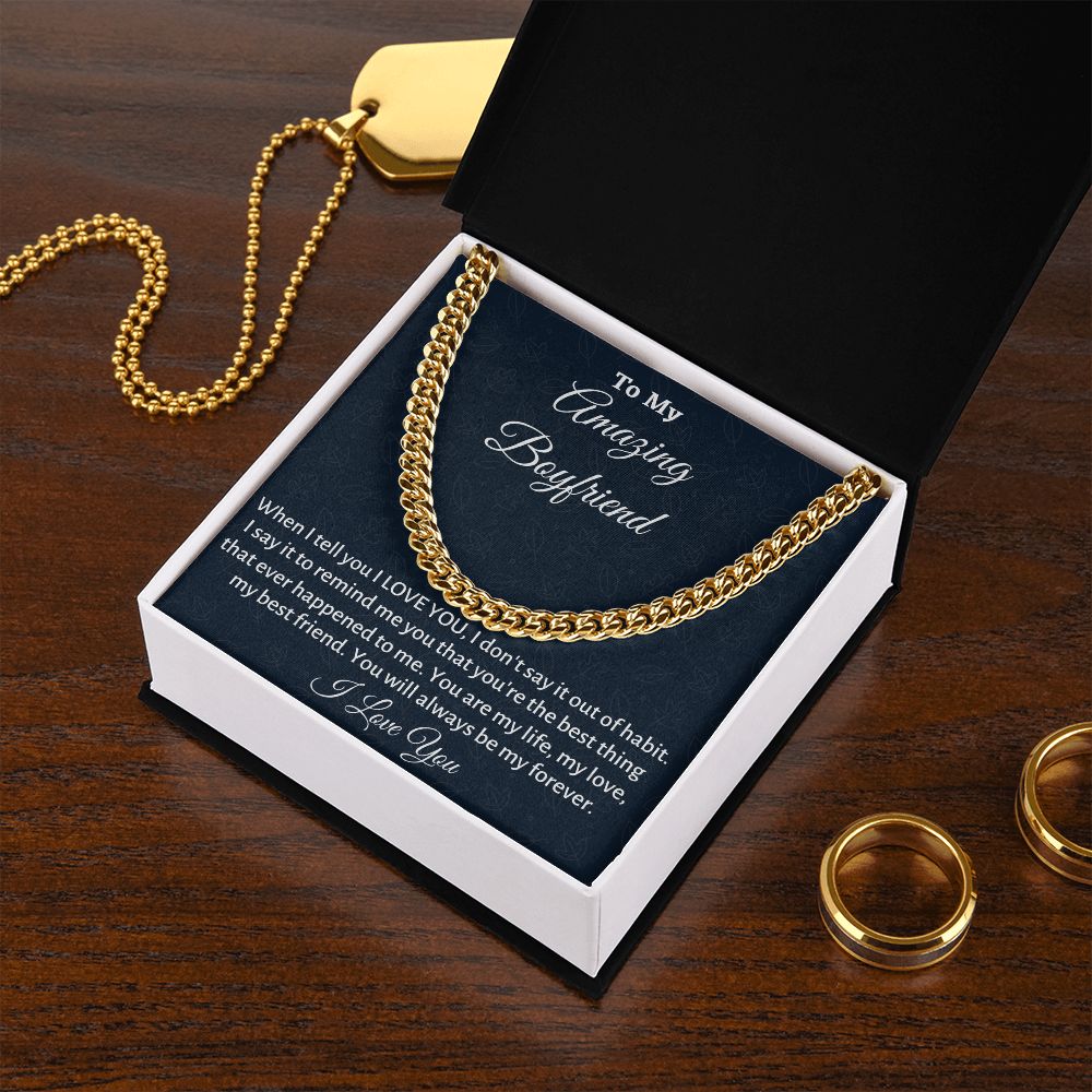 To My Boyfriend Cuban Link Chain Gift, Birthday or Anniversary Gift, Christmas Gift From Girlfriend, Gift For Him