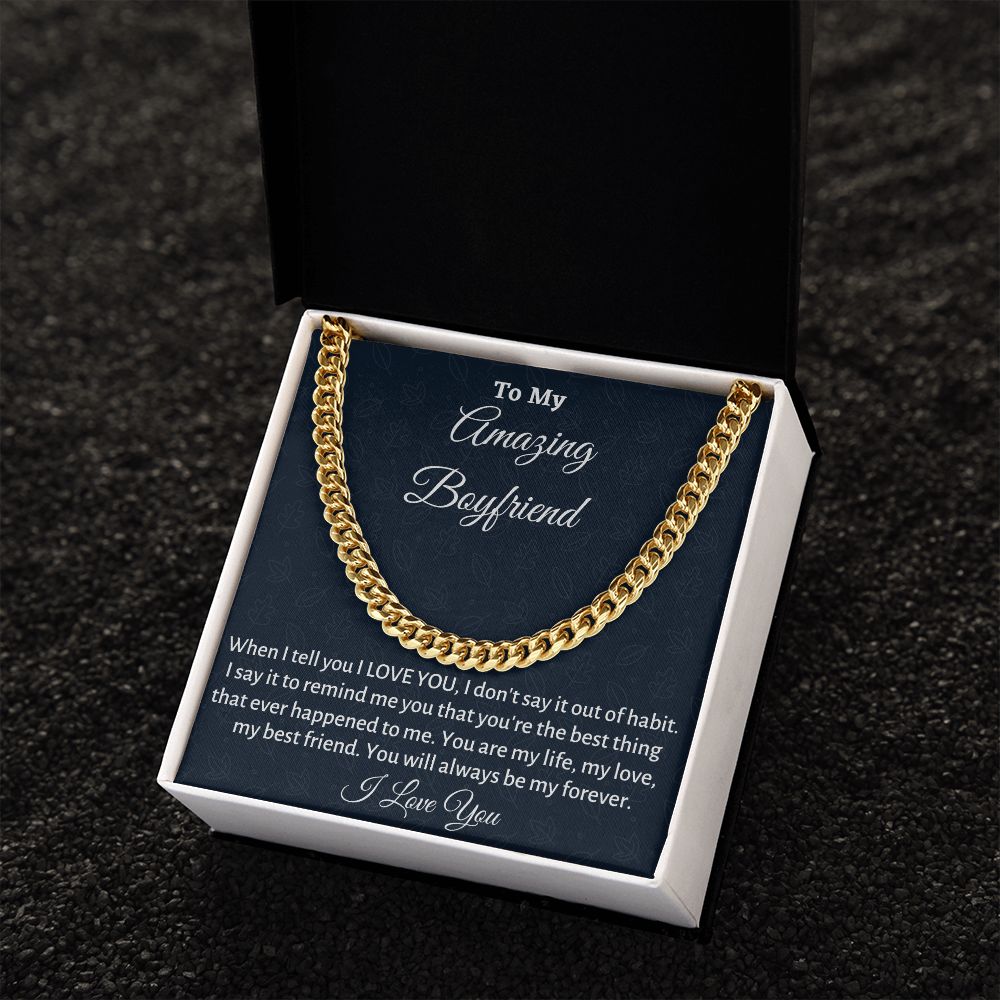 To My Boyfriend Cuban Link Chain Gift, Birthday or Anniversary Gift, Christmas Gift From Girlfriend, Gift For Him