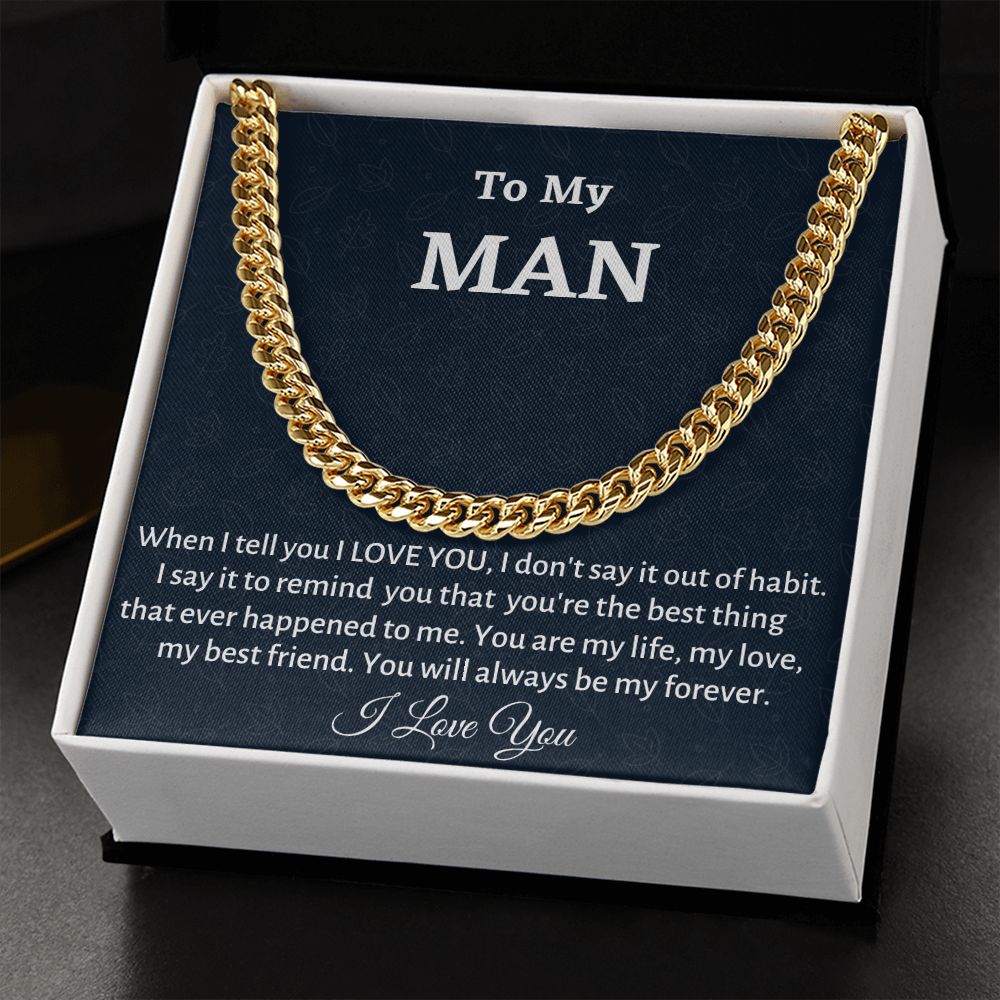 To My Man Cuban Link Chain, Birthday or Anniversary Gift for Him, Christmas Gift, Gift For Him