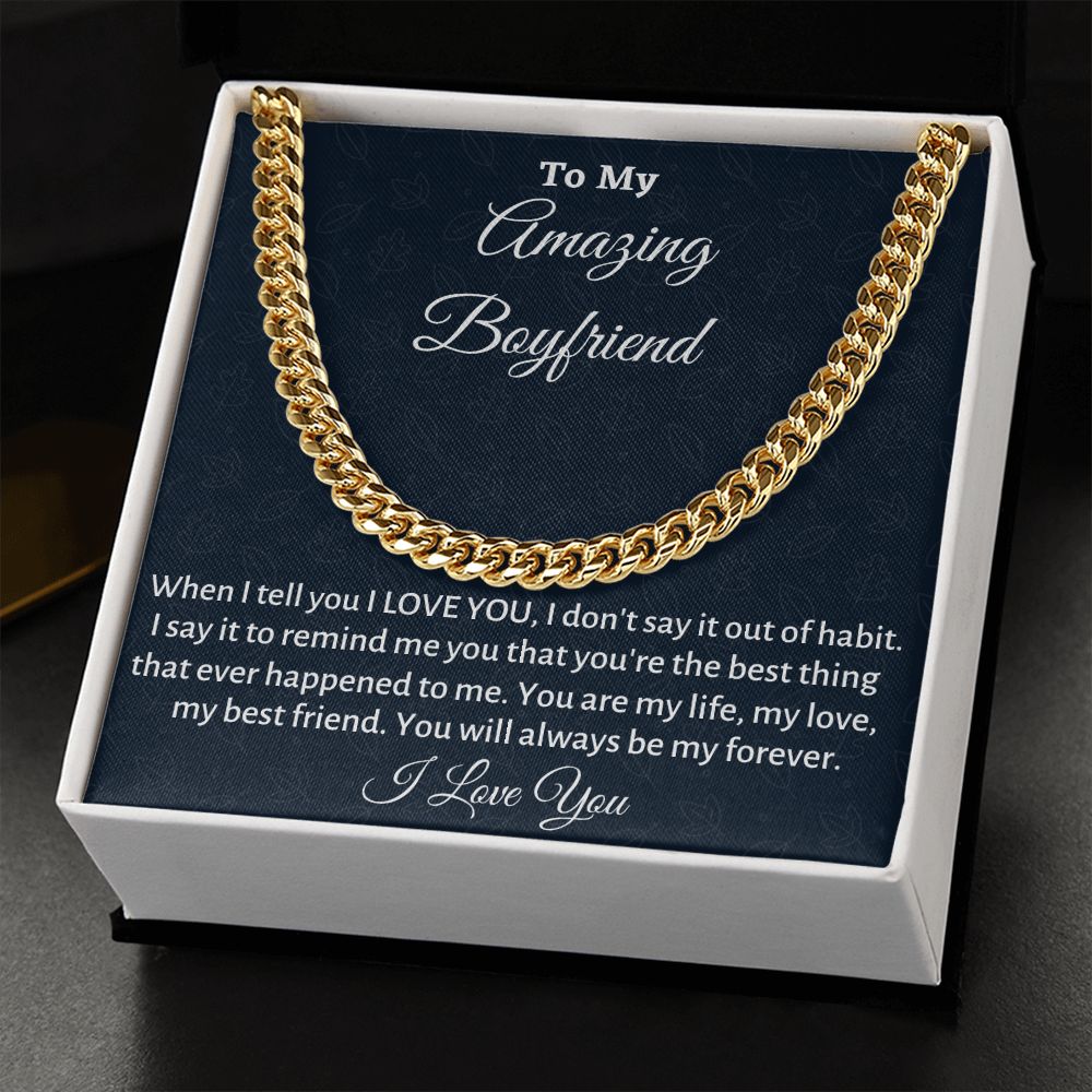 To My Boyfriend Cuban Link Chain Gift, Birthday or Anniversary Gift, Christmas Gift From Girlfriend, Gift For Him