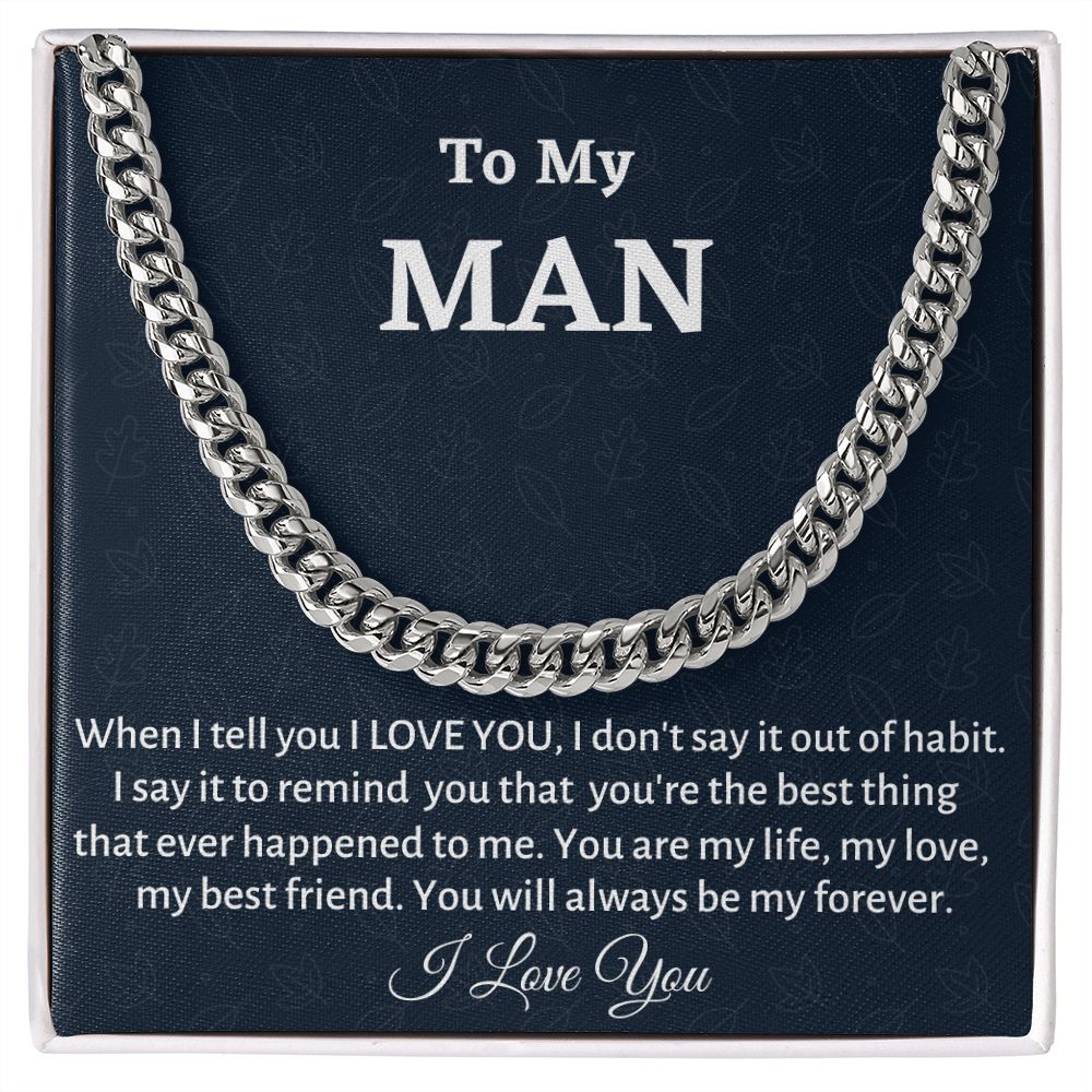 To My Man Cuban Link Chain, Birthday or Anniversary Gift for Him, Christmas Gift, Gift For Him