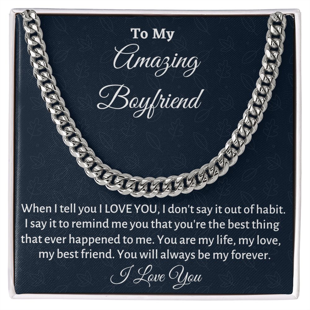 To My Boyfriend Cuban Link Chain Gift, Birthday or Anniversary Gift, Christmas Gift From Girlfriend, Gift For Him