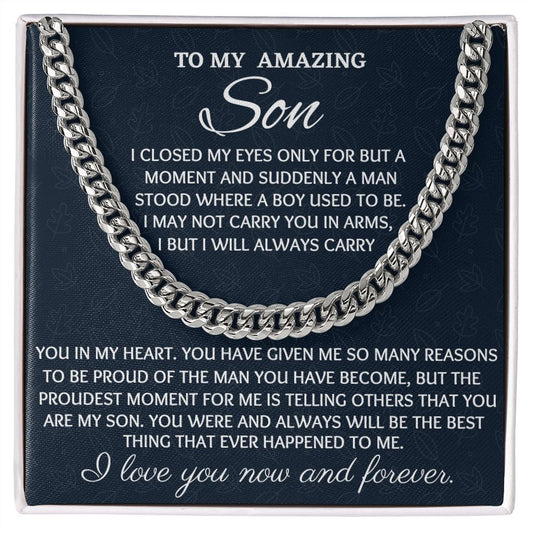 To My  Son Cuban Link Necklace, Gift For Son From  Mom, Son Necklace Gift, Christmas Gift, Men Jewelry.
