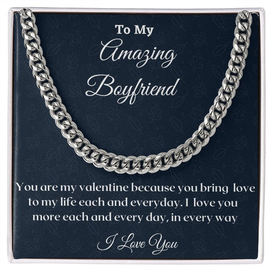 To My Amazing Boyfriend Cuban Link Chain, Valentine Gift For Him, Girlfriend To Boyfriend Gift, Romantic Jewelry Gift, Birthday Gift For Him.