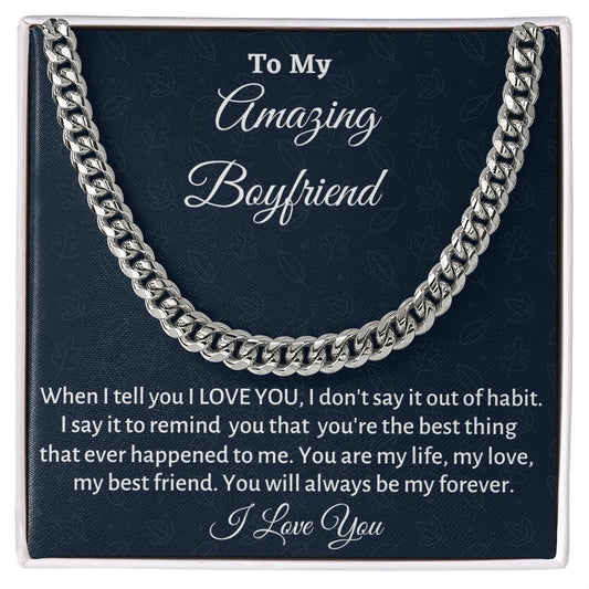 New To My Boyfriend Cuban Link Chain, Boyfriend Birthday or Anniversary Gift, Christmas Gift From Girlfriend, Gift For Him