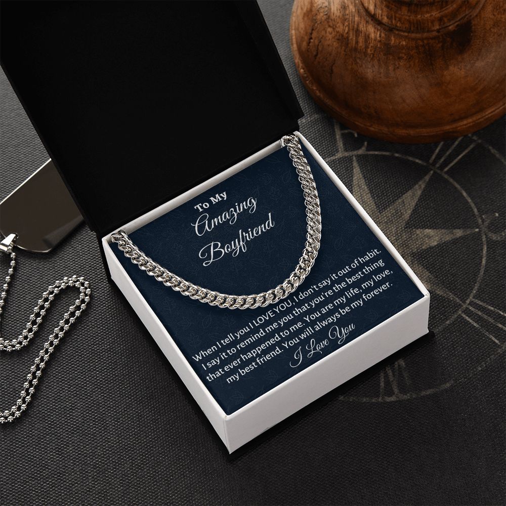 To My Boyfriend Cuban Link Chain Gift, Birthday or Anniversary Gift, Christmas Gift From Girlfriend, Gift For Him