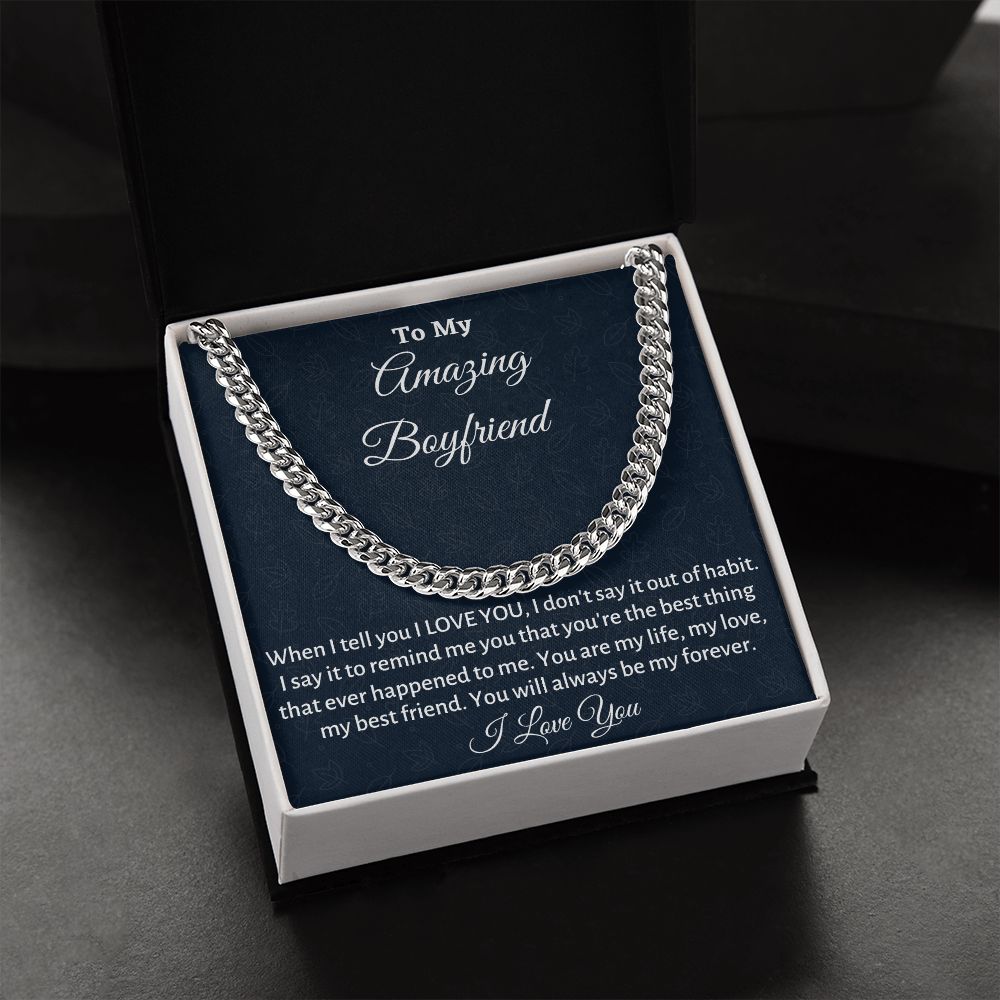 To My Boyfriend Cuban Link Chain Gift, Birthday or Anniversary Gift, Christmas Gift From Girlfriend, Gift For Him