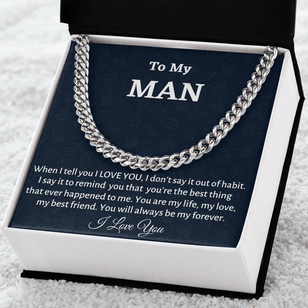 To My Man Cuban Link Chain, Birthday or Anniversary Gift for Him, Christmas Gift, Gift For Him