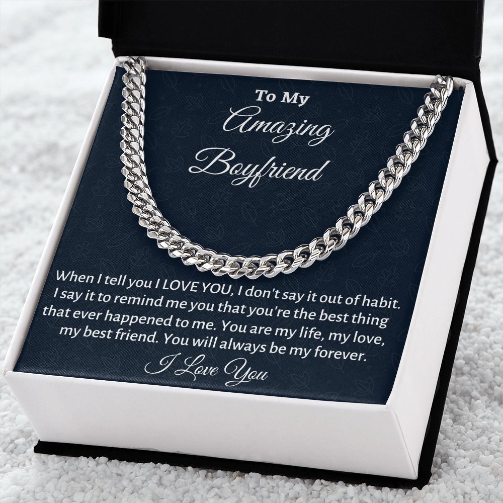 To My Boyfriend Cuban Link Chain Gift, Birthday or Anniversary Gift, Christmas Gift From Girlfriend, Gift For Him