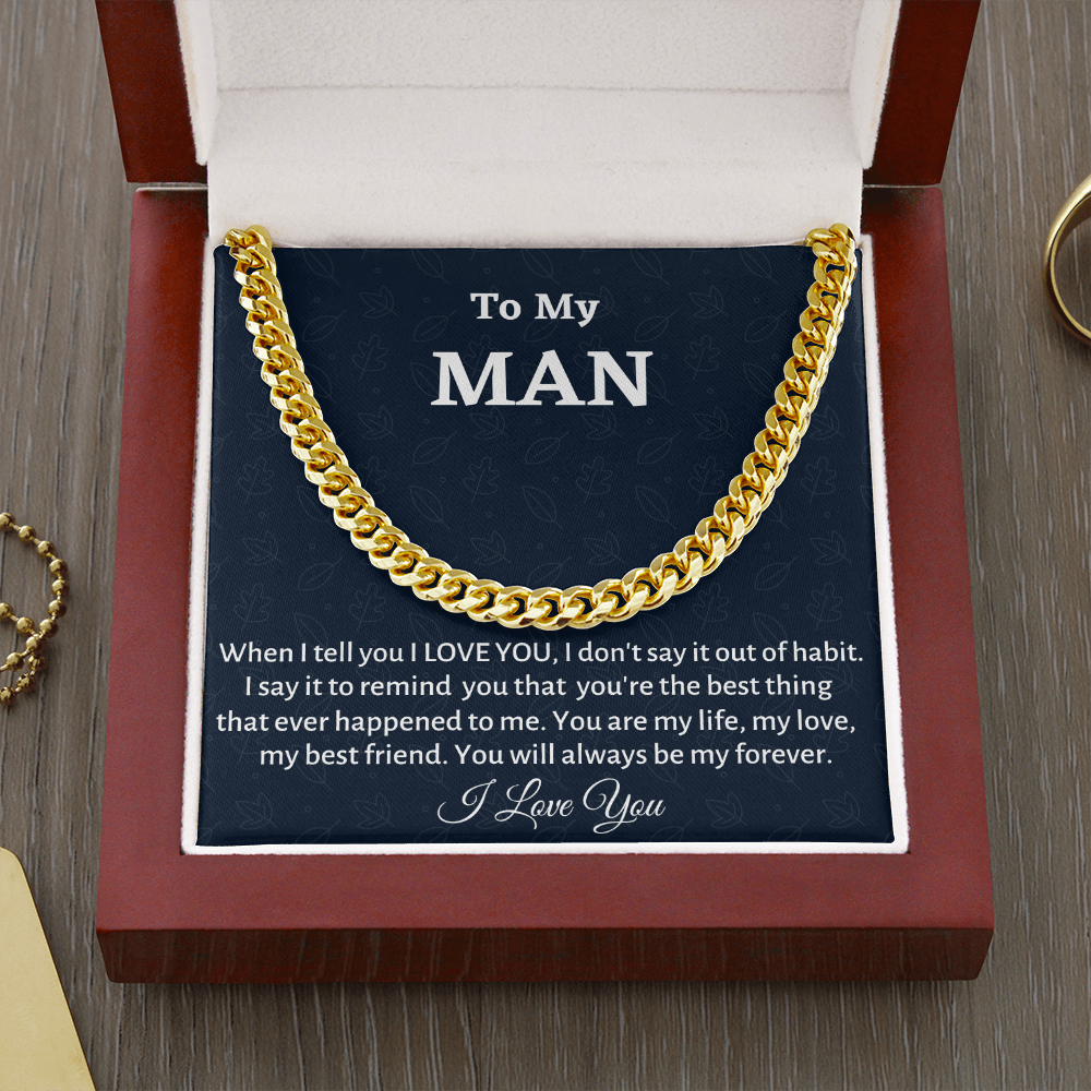 To My Man Cuban Link Chain, Birthday or Anniversary Gift for Him, Christmas Gift, Gift For Him