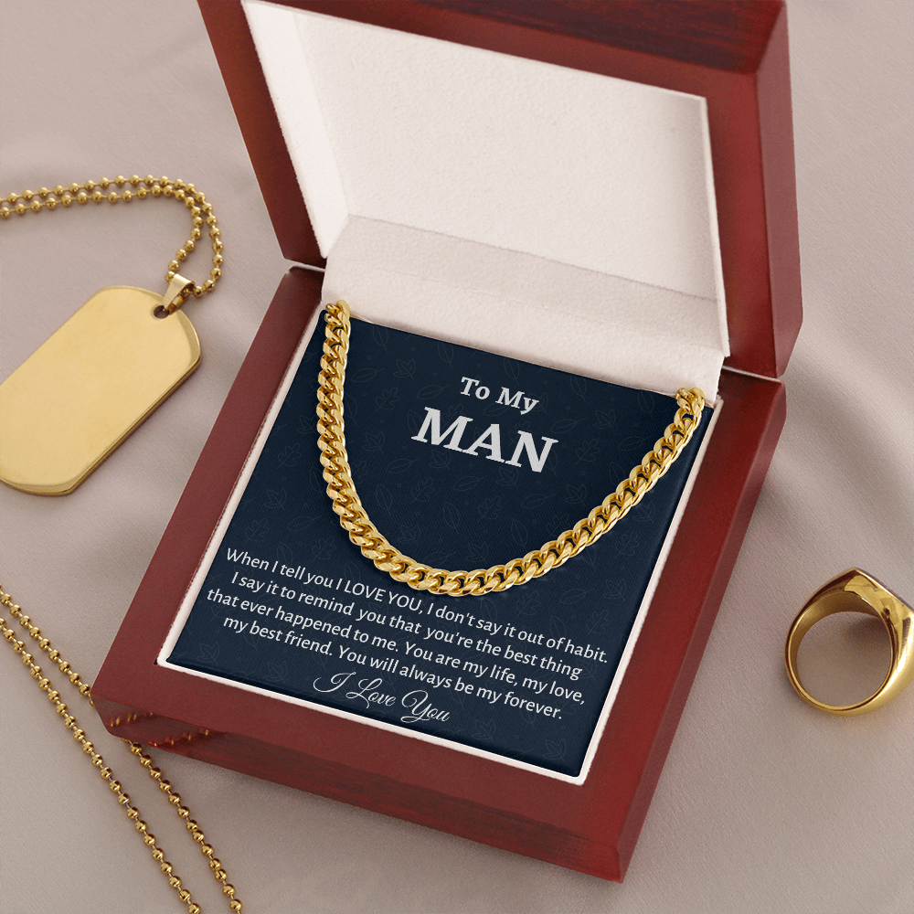 To My Man Cuban Link Chain, Birthday or Anniversary Gift for Him, Christmas Gift, Gift For Him
