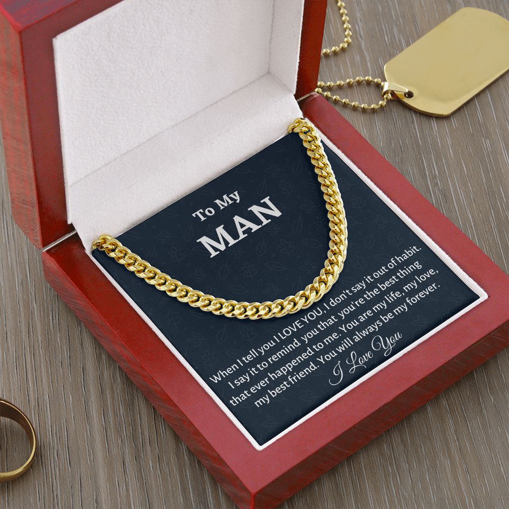 To My Man Cuban Link Chain, Birthday or Anniversary Gift for Him, Christmas Gift, Gift For Him