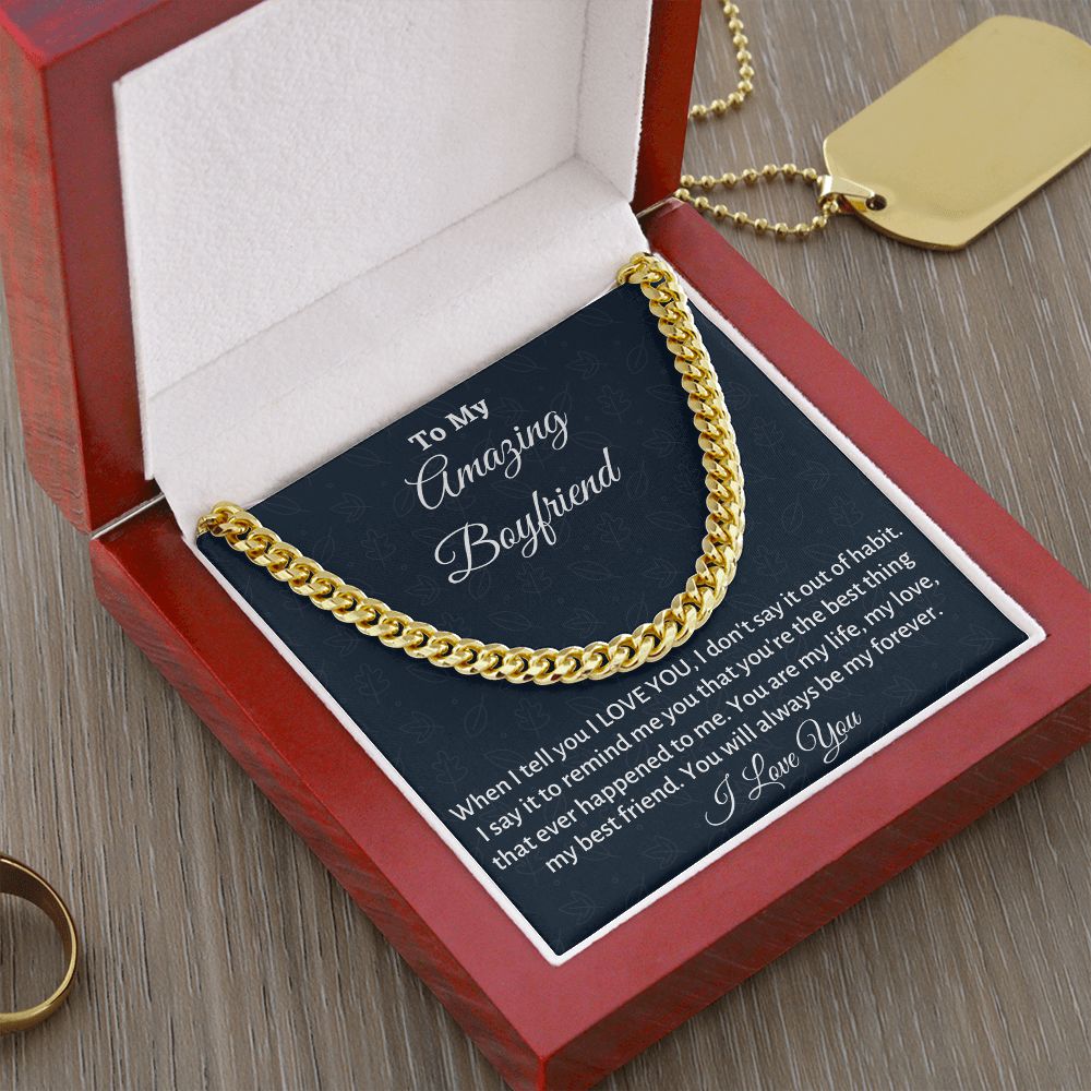 To My Boyfriend Cuban Link Chain Gift, Birthday or Anniversary Gift, Christmas Gift From Girlfriend, Gift For Him