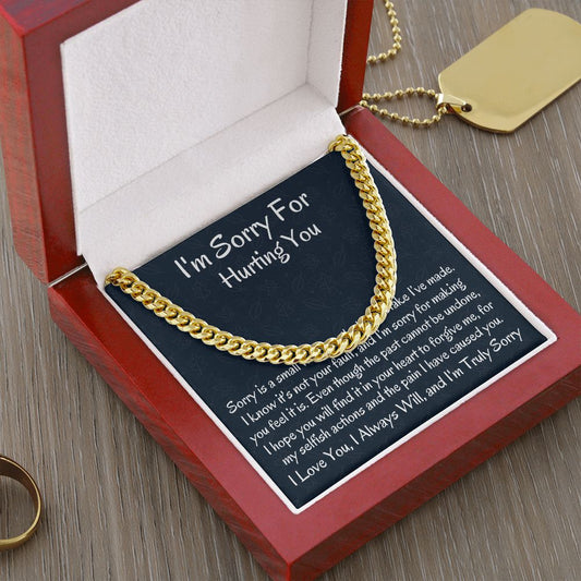 Apology Cuban Chain Gift For Husband or Boyfriend, I'm Sorry Gift Men’s Chain, Apology Gift For Him, Forgive me Gift