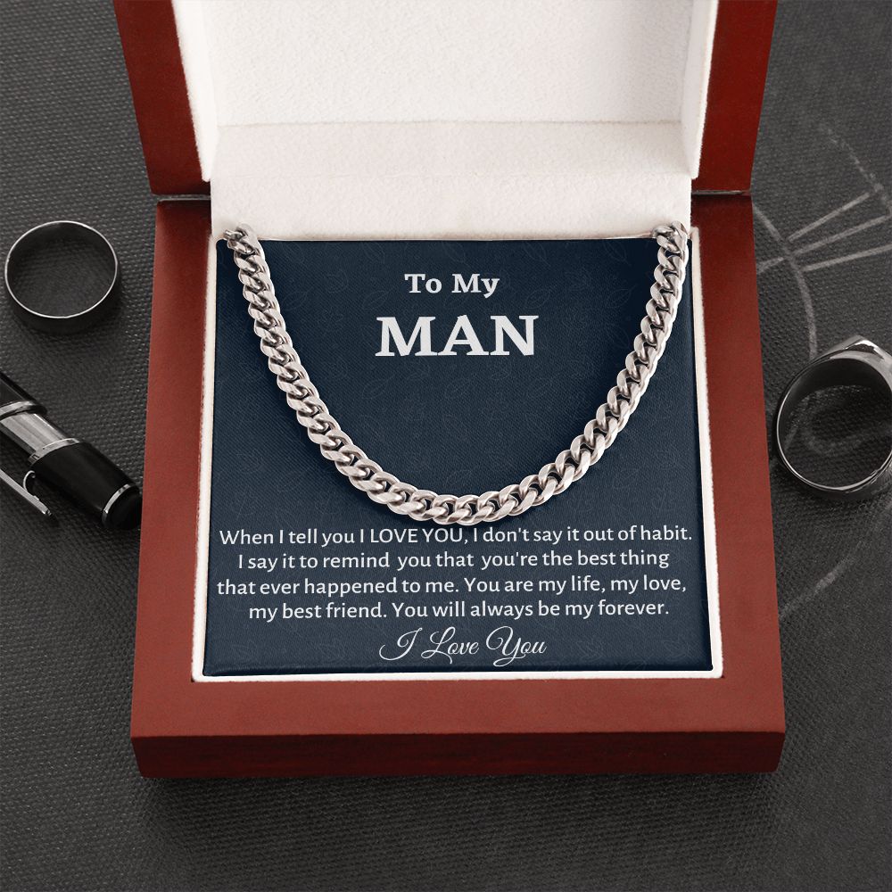 To My Man Cuban Link Chain, Birthday or Anniversary Gift for Him, Christmas Gift, Gift For Him
