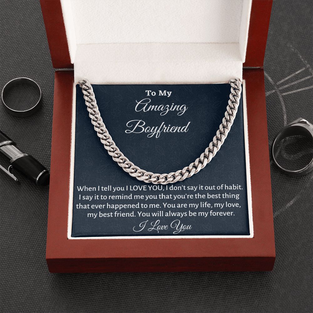 To My Boyfriend Cuban Link Chain Gift, Birthday or Anniversary Gift, Christmas Gift From Girlfriend, Gift For Him