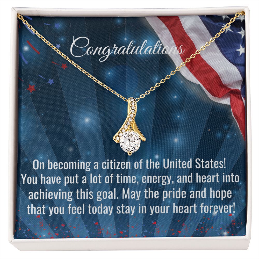 Lovely Petit Necklace, Congratulations On Becoming A Citizen Necklace